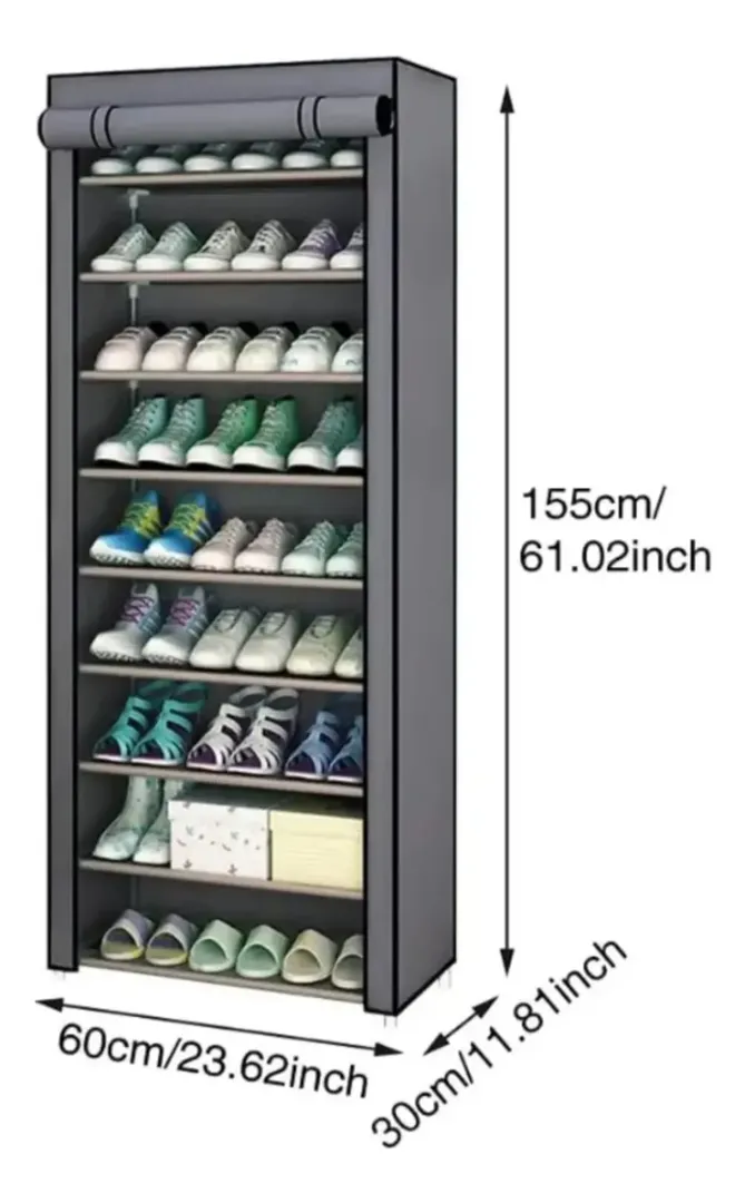 ORGANIZADOR ZAPATERO FORRO TELA DISEÑO TORRE 10 NIVELES