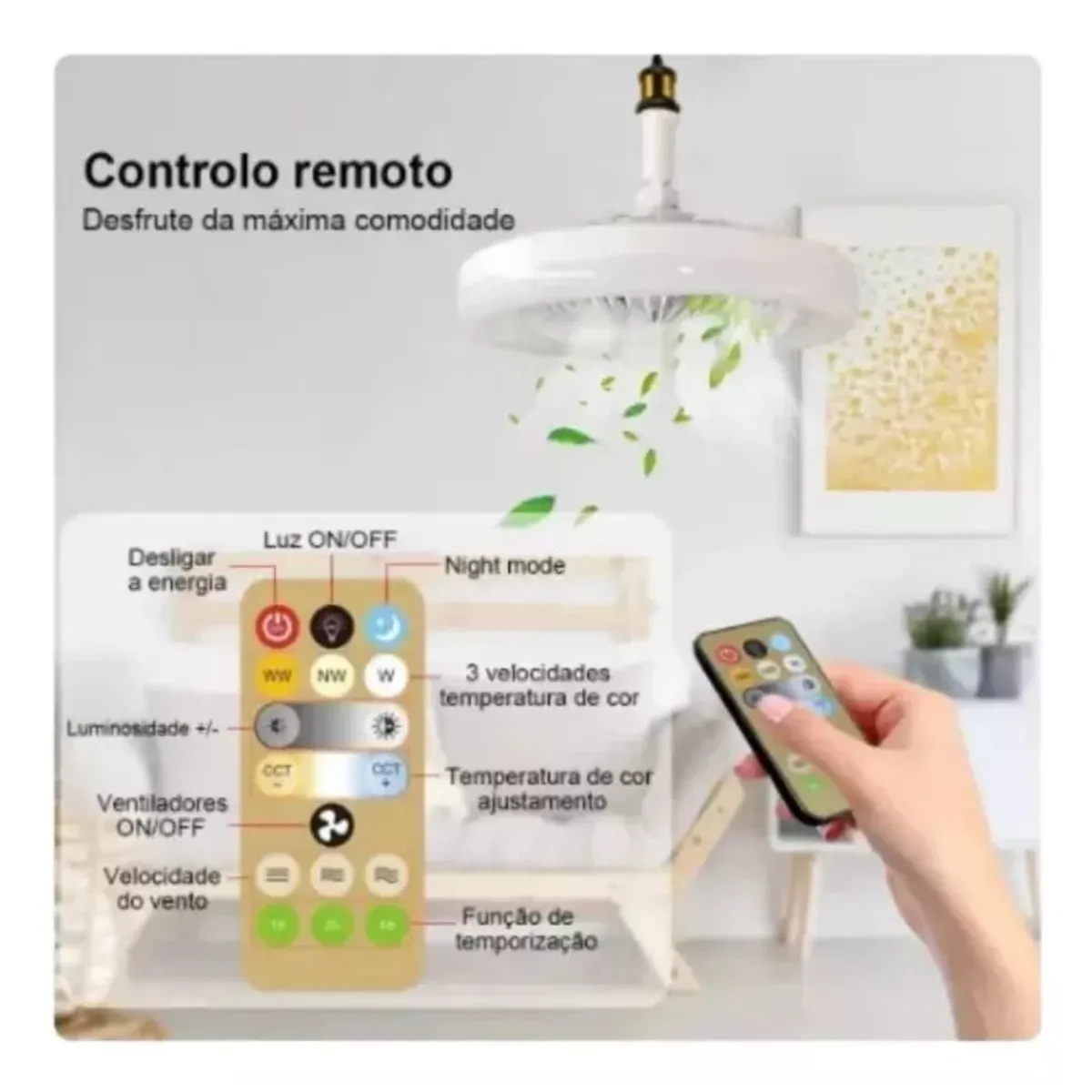 BOMBILLO VENTILADOR LED 2 EN 1 CON CONTROL REMOTO