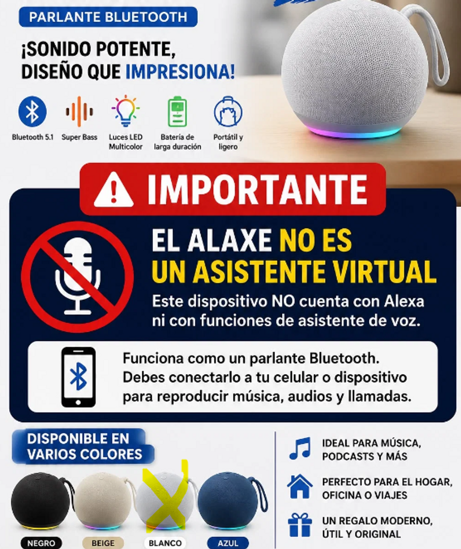 PARLANTE ALTAVOZ ALAXE BLUETOOTH